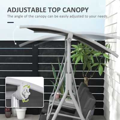 Image showing  2-Seater Outdoor Porch Swing with Canopy and Table, Patio Swing Chair for Garden, Poolside, Backyard
