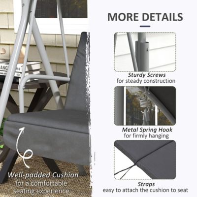 Image showing  2-Seater Outdoor Porch Swing with Canopy and Table, Patio Swing Chair for Garden, Poolside, Backyard