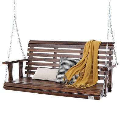 Upland Patio Wooden Porch Swing 4.5 ft, Upgraded 880 lb. Strong Load Capacity, Heavy Duty Swing Chair Bench with Hanging Chains