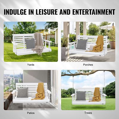 Image showing  Patio Wooden Porch Swing 4.5 ft, Upgraded 880 lb. Strong Load Capacity, Heavy Duty Swing Chair Bench with Hanging Chains
