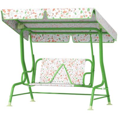 Image showing  Kids Patio Swing Chair with Adjustable Canopy, Safety Belt for Patio, Garden, Poolside, Balcony