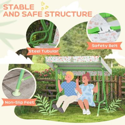 Image showing  Kids Patio Swing Chair with Adjustable Canopy, Safety Belt for Patio, Garden, Poolside, Balcony