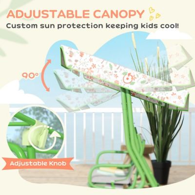Image showing  Kids Patio Swing Chair with Adjustable Canopy, Safety Belt for Patio, Garden, Poolside, Balcony