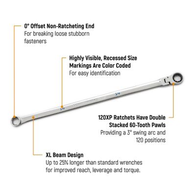 Image showing 1 th GEARWRENCH 3/8 in. 120XP Universal Spline XL GearBox Flex Head Ratcheting Combination Wrench