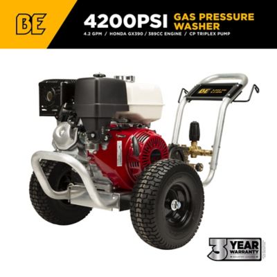 BE Power Equipment 4200 PSI 4.2 GPM Cold Water Gas PW Honda GX390 and Comet Triplex Pump on Aluminum Frame