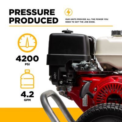 Image showing  4200 PSI 4.2 GPM Cold Water Gas PW Honda GX390 and Comet Triplex Pump on Aluminum Frame