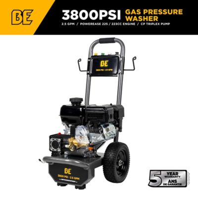 BE Power Equipment 3800 PSI 2.5 GPM Cold Water Gas PW PowerEase R225 Engine and AR Triplex Pump