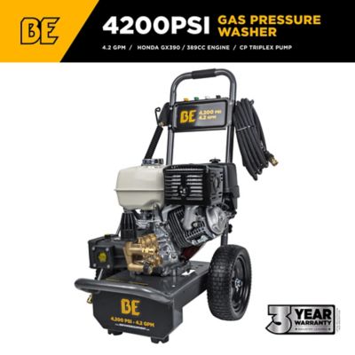 BE Power Equipment 4200 PSI 4.2 GPM Cold Water Gas PW Honda GX390 Engine and Comet Triplex Pump