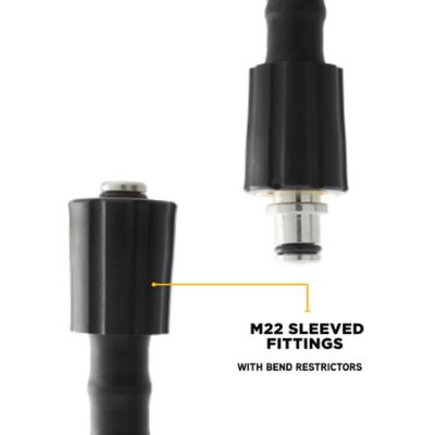 Image showing 1 th BE Power Equipment PW 25 ft. x 1/4 in. 3,600 PSI Black Hose with M22 Fittings Connection