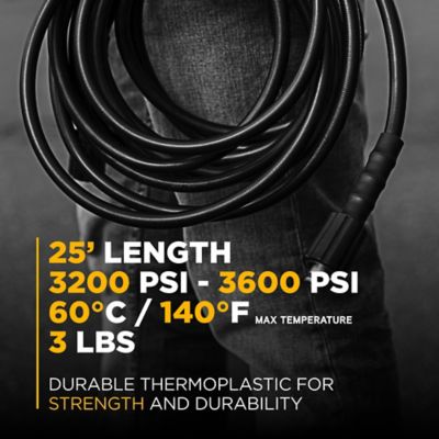 Image showing 2 th BE Power Equipment PW 25 ft. x 1/4 in. 3,600 PSI Black Hose with M22 Fittings Connection