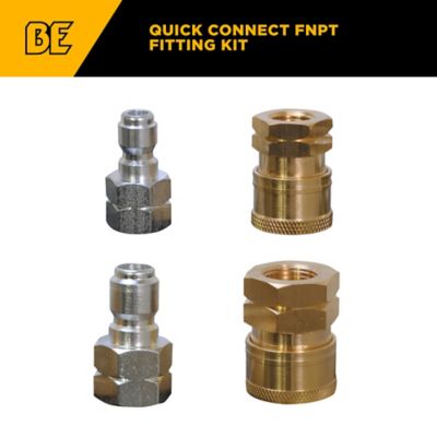 BE Power Equipment PW Female 1/4 in. and 3/8 in. Quick Connect Fitting 4 pc. Kit