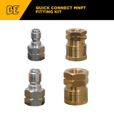 BE Power Equipment PW Male 1/4 in. and 3/8 in. Quick Connect Fitting 4 pc. Kit