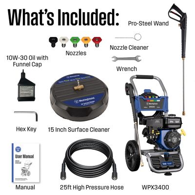 Image showing 8 th Westinghouse 3400 PSI 2.6 GPM Cold Water Gas Pressure Washer with 3400 PSI Surface Cleaner