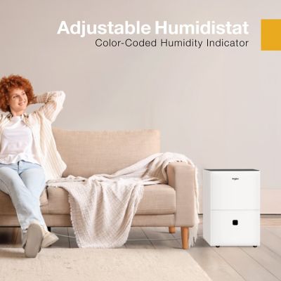 Image showing 8 th Whirlpool 50 Pint Dehumidifier for 3,000 sq. ft. with Caster Wheels & Carry Handles in White