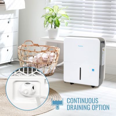 Image showing 3 th Keystone 50 Pint Portable Dehumidifier for 4,500 sq. ft. in White with LED Display & Energy Star Certification