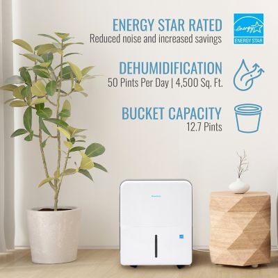 Image showing  50 Pint Portable Dehumidifier for 4,500 sq. ft. with Built-in Pump & Energy Star Certification