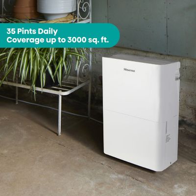 Image showing  35 Pint Compact Dehumidifier for 3,000 sq. ft. in White with Slide-Out Bucket