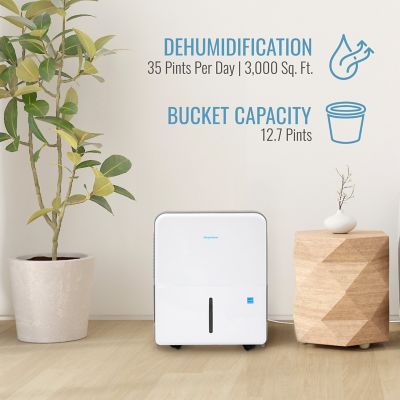 Image showing  35 Pint Portable Dehumidifier for 3,000 sq. ft. in White with Energy Star Certification