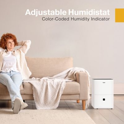 Image showing 7 th Whirlpool 32 Pint Dehumidifier for 1,500 sq. ft. with Caster Wheels & Carry Handles in White