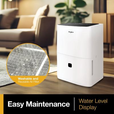 Image showing 8 th Whirlpool 32 Pint Dehumidifier for 1,500 sq. ft. with Caster Wheels & Carry Handles in White