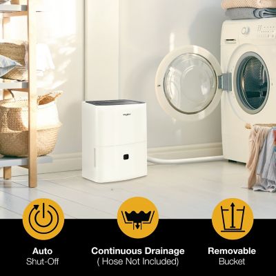 Image showing  25 Pint Dehumidifier for 1,500 sq. ft. with Caster Wheels & Carry Handles in White