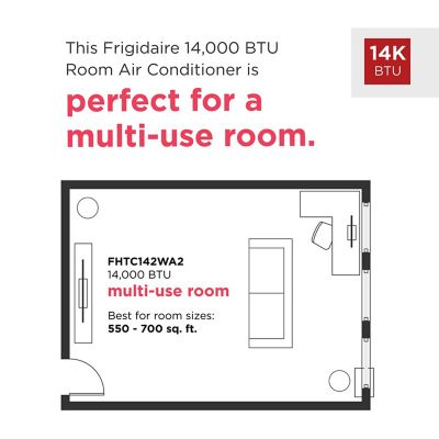 Image showing  14,000 BTU DOE 230 V Wall Air Conditioner Cools 700 sq. ft. with Remote, White