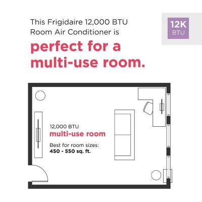 Image showing  12,000 BTU (DOE) 230V Wall Air Conditioner Cools 550 sq. ft. with Supplemental Heat, White