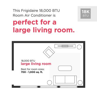 Image showing  18,000 BTU DOE 115 V Window Air Conditioner Cools 1,000 sq. ft. with Supplemental Heat and Wi-Fi Enabled, White