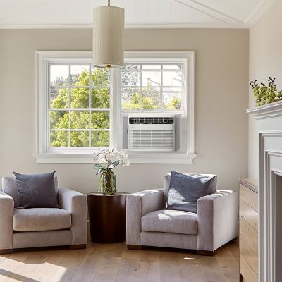 Image showing  23,000 BUT DOE 115 V Window Air Conditioner Cools 1,600 sq. ft. with Supplemental Heat and Wi-Fi Enabled, White