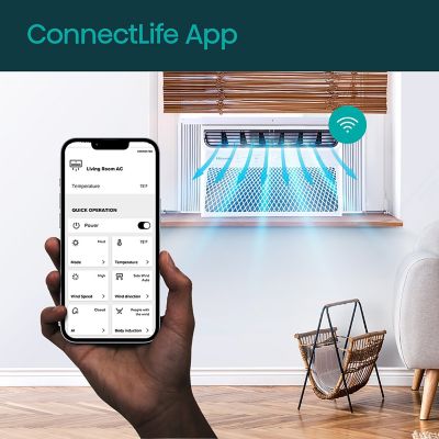 Image showing  10,000 BTU DOE 115 V Window Air Conditioner Cools 450 sq. ft. with Inverter Technology and ConnectLife App, White