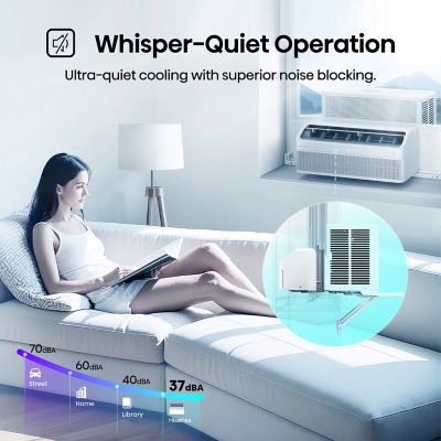 Image showing  8,000 BTU DOE 115 V Window Inverter Air Conditioner Cools 350 sq. ft. with Wi-Fi Enabled, White
