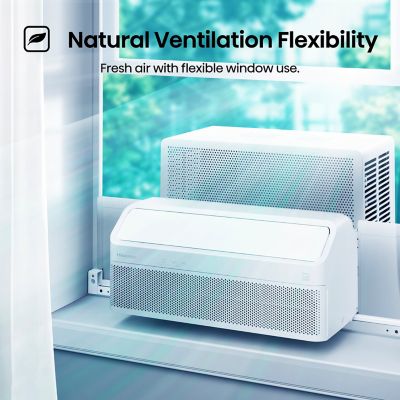 Image showing  8,000 BTU DOE 115 V Window Inverter Air Conditioner Cools 350 sq. ft. with Wi-Fi Enabled, White