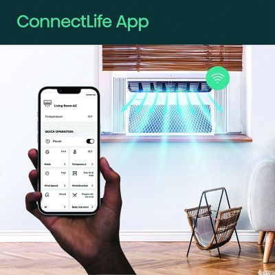 Image showing  10,000 BTU DOE 115 V Window Air Conditioner Cools 450 sq. ft. with Remote and ConnectLife App, White