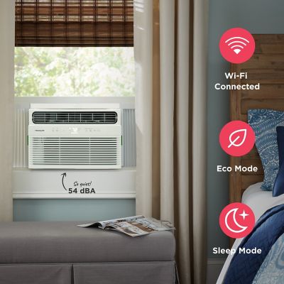 Image showing  8,000 BTU DOE 115 V Window Air Conditioner Cools 350 sq. ft. with Remote and Wi-Fi Enabled, White