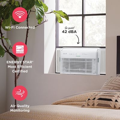 Image showing  Gallery 10,000 BTU DOE 115 V Inverter Window AC Cools 450 sq. ft. with Remote and Wi-Fi Enabled, White