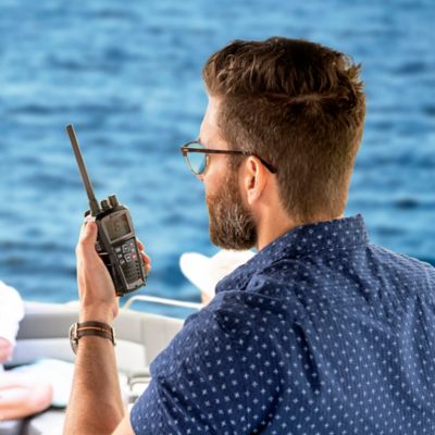 Image showing  BlueBound 350 - Selectable 6 W Floating Handheld VHF Marine Radio, Black