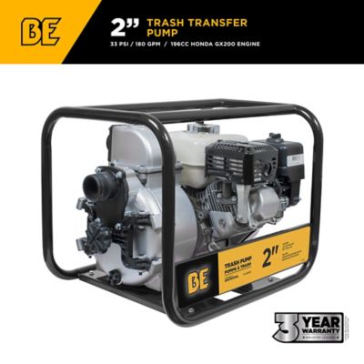 BE Power Equipment 2 in. Trash Transfer Pump with Honda GX200 Engine