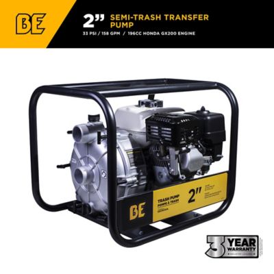 BE Power Equipment 2 in. Semi-Trash Transfer Pump with Honda GX200 Engine