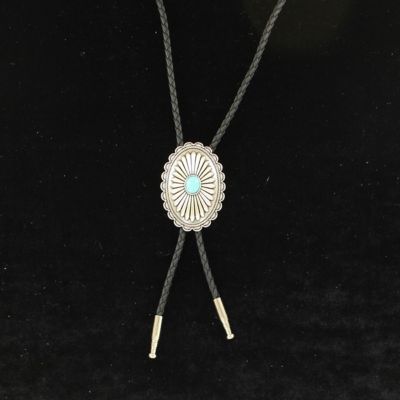M&F Western Silver Floral Oval Bolo
