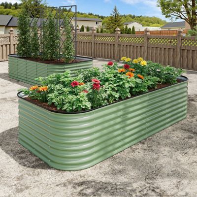 Veikous 8 x 4 x 2ft. Galvanized Steel Raised Garden Bed Planter Box for Outdoor