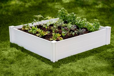Vita Classic 48 x 48 x 11in. Vinyl Raised Garden Bed, White