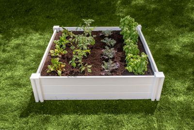 Image showing 1 th Vita Classic 48 x 48 x 11in. Vinyl Raised Garden Bed, White