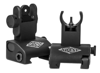 Yankee Hill Q.D.S. Sight Set for AR-Platform, Black Hardcoat Anodized, Folding with Hooded Stem