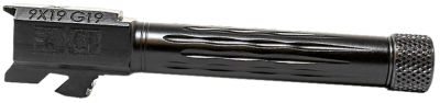 Faxon Firearms 9mm Luger Match Series Barrel for Glock 45/19 Gen2-5, 1/2 in. x 28 Thread, Fluted, Threaded, Black Nitride