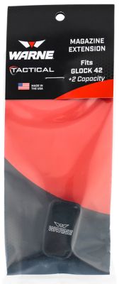 Warne Magazine Extension for Glock 42 Magazines, 2 Round Capacity, 6061-T6 Aluminum, Hardcoat Anodized Black