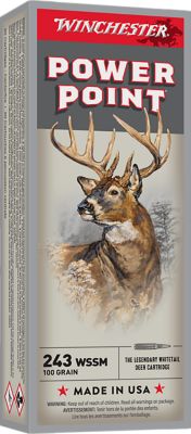 Winchester Ammo Power-Point .243 WSSM 100-Grain Rifle Ammunition, 20 Rounds