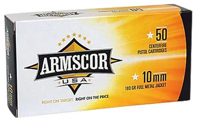 Armscor USA 10mm Auto 180-Grain Full Metal Jacket Handgun Ammunition, 50 Rounds
