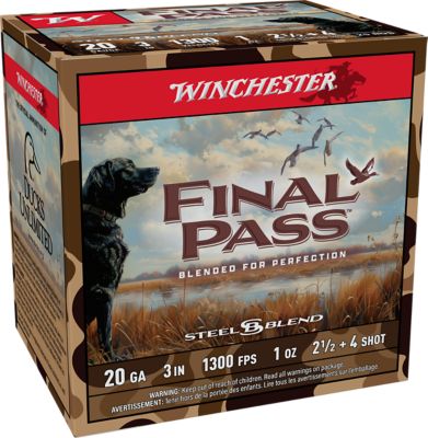 Winchester Ammo 20-Gauge Final Pass 2.5/4-Shot Shotgun Shells, 3 in., 1 oz., 25 Rounds