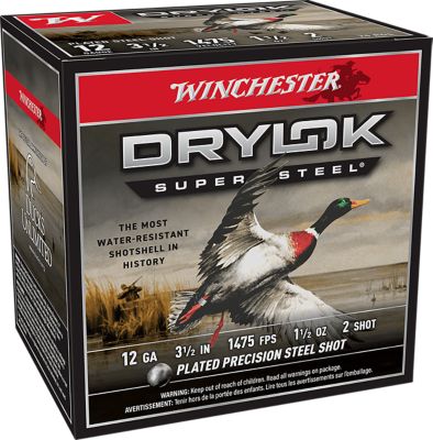 Winchester Ammo 12-Gauge Drylok Super Steel High Velocity 2-Shot Shotgun Shells, 3.5 in., 1-1/2 oz., 25 Rounds