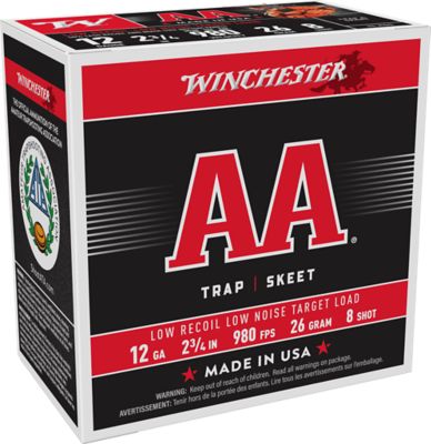 Winchester Ammo 12-Gauge AA Low Recoil 8-Shot Shotgun Shells, 2.75 in., 26g, 25 Rounds